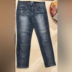Democracy Ab Solution Dark Blue Distressed Skinny Jeans